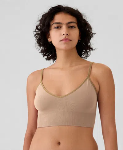 Gap Body Seamless V-neck Supersoft Bralette In Cafe Au La