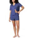 Gap Body Women's Notched-collar Short Pajama Set In Blue