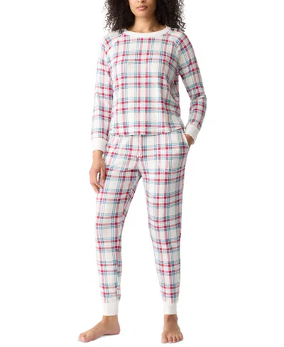 Gap Body Women's Packaged Ribbed Printed Jogger Pajama Set In Multi Plaid