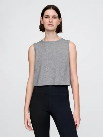 Gap Fit Breathe Cropped Muscle Tank Top In Grey