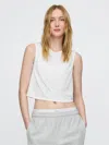 Gap Fit Breathe Cropped Muscle Tank Top In Off White