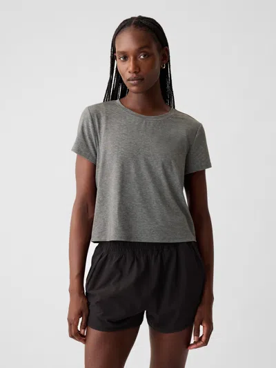 Gap Fit Breathe Cropped Shirt In Grey