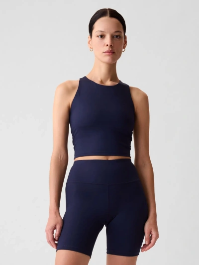 Gap Fit High Neck Cropped Brami In Navy Blue
