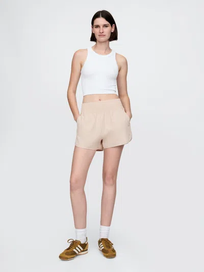 Gap Fit High Rise Running Shorts In Bedrock Beige