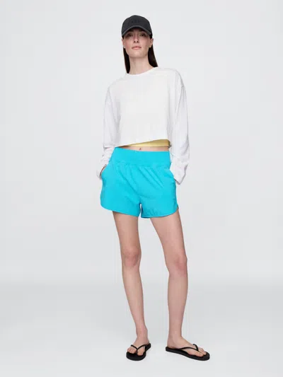 Gap Fit High Rise Running Shorts In Cyan Blue