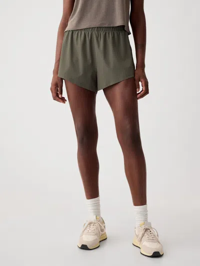 Gap Fit Mid Rise Dolphin Running Shorts In Greenish Grey