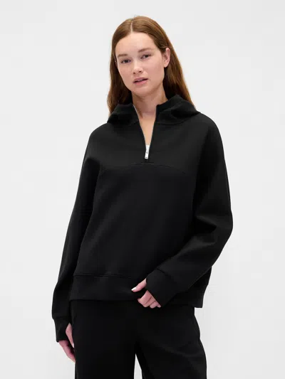 Gap Fit Oversized Quarter-zip Hoodie In Black