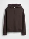 Gap Fit Oversized Quarter-zip Hoodie In Brown