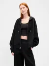 Gap Heavyweight French Terry Oversized Zip Wedge Hoodie In Black