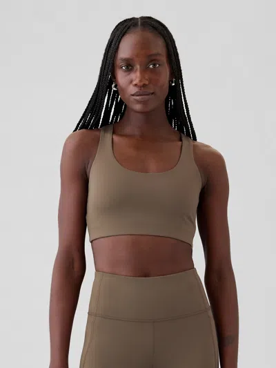 Gap Fit Power Medium Impact Sports Bra In Plymouth Rock Brown