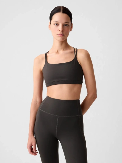 Gap Fit Power Medium Impact Strappy Sports Bra In Cast Iron Grey