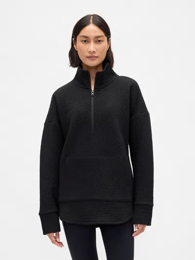 Gap Fit Quilted Jacquard Half-zip Pullover In Black