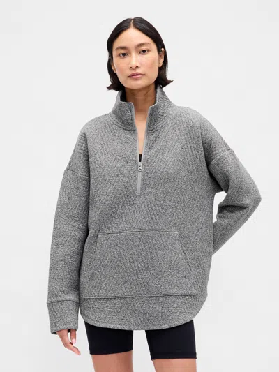 Gap Fit Quilted Jacquard Half-zip Pullover In Gray