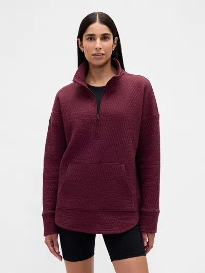 Gap Fit Quilted Jacquard Half-zip Pullover In Red