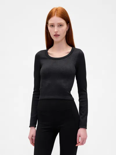 Gap Fit Seamless Rib Crop Top In Black