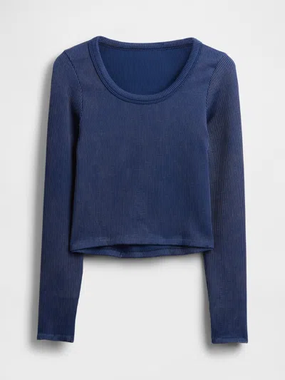Gap Fit Seamless Rib Crop Top In Blue
