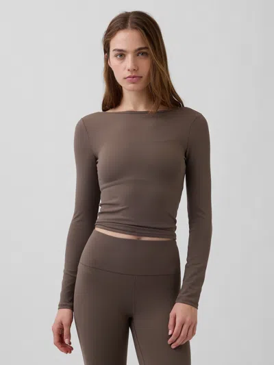 Gap Fit Smooth Boatneck T-shirt In Brown