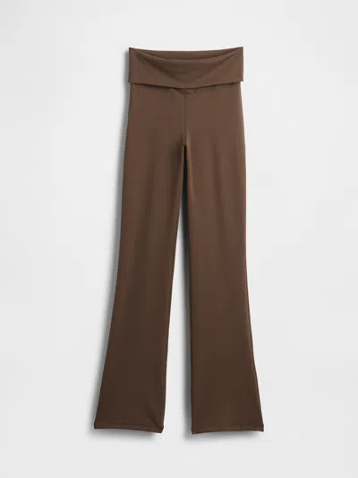 Gap Fit Smooth Foldover Mini Flare Leggings In Brown