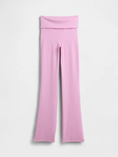 Gap Fit Smooth Foldover Mini Flare Leggings In Pink