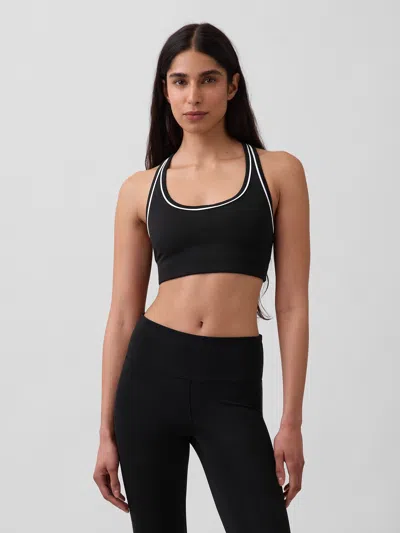 Gap Fit Smooth Medium Impact Racerback Sports Bra In Black