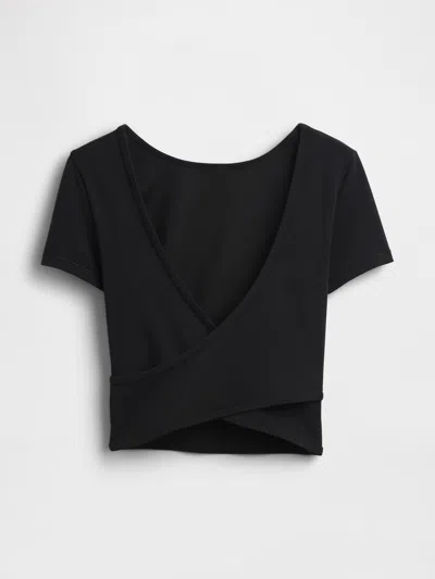 Gap Fit Smooth Reversible Wrap Crop Top In Black