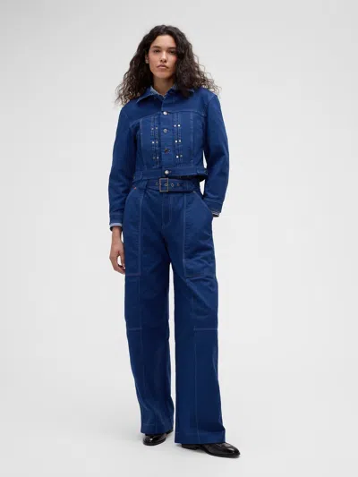 Gap Studio Canvas Belted Utility Pants In Blue