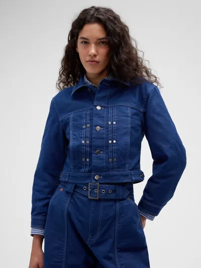 Gap Studio Crop Canvas Jacket In Blue