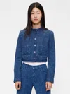 Gap Studio Denim Tweed Crop Jacket In Blue