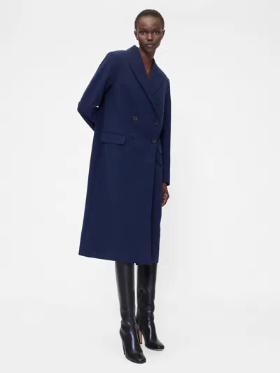 Gap Studio Double-breasted Tailored Car Coat In Blue