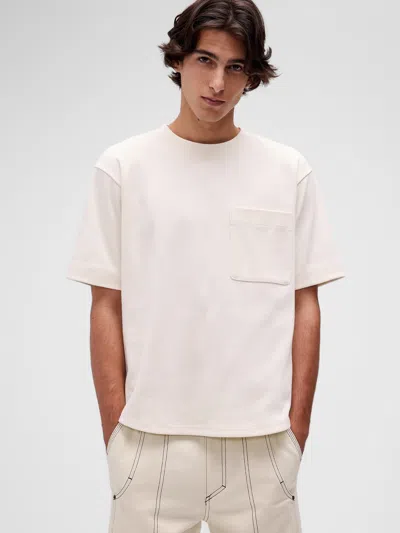 Gap Studio Extra Heavyweight Pocket T-shirt In Ivory Frost