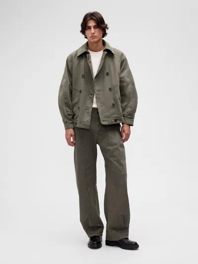 Gap Studio Herringbone Baggy Pants In Surplus Green