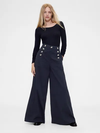 Gap Studio High Rise Twill Sailor Pants In Blue