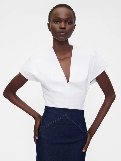 Gap Studio Poplin Bodysuit In Gray