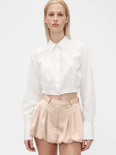 Gap Studio Poplin Cropped Shirt In Off White