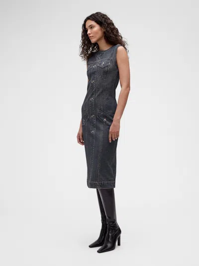 Gap Studio Printed Denim Terry Dress In Dark Denim
