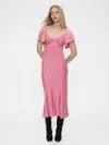 Gap Studio Satin Midi Dress In Pink