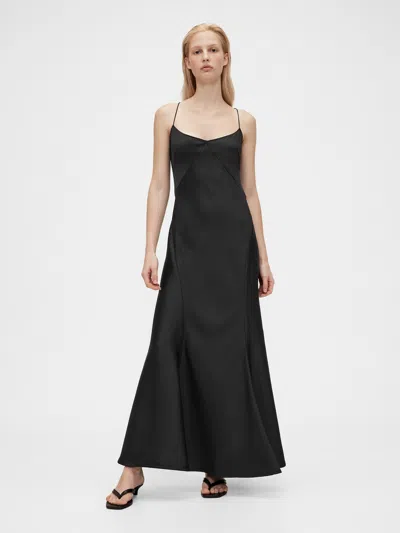 Gap Studio Satin Slip Dress In Black