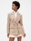 Gap Studio Twill Double-breasted Tailored Blazer In Classic Khaki Tan