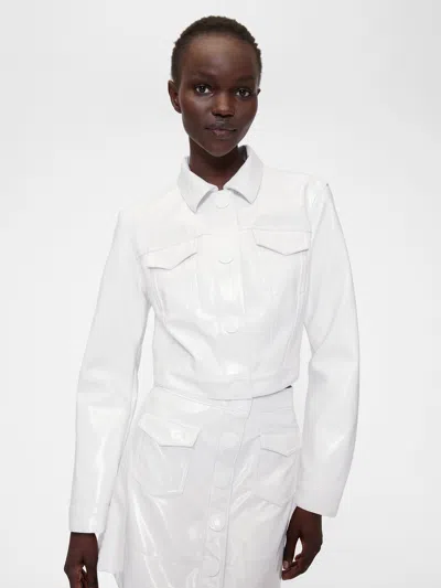 Gap Studio Vegan Patent Leather Crop Jacket In White