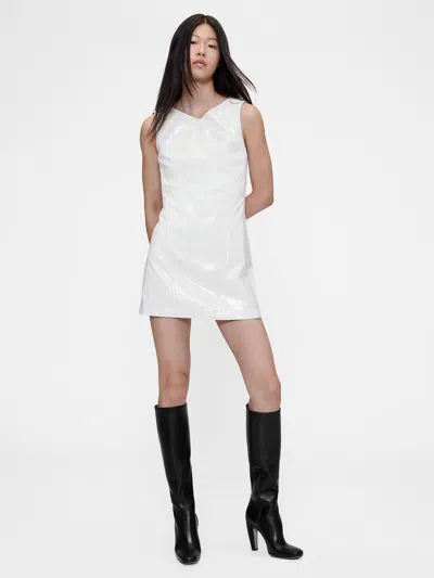 Gap Studio Vegan Patent Leather Mini Dress In White