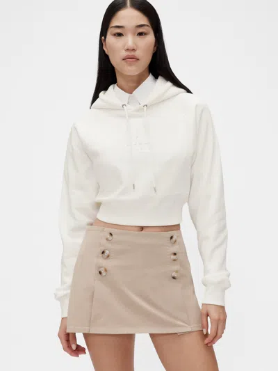 Gap Studio Vintagesoft Cropped Hoodie In Off White