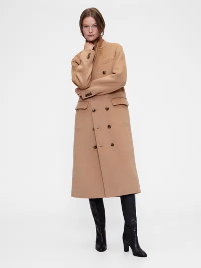 Gap Studio Wool-blend Double-breasted Coat In Brown