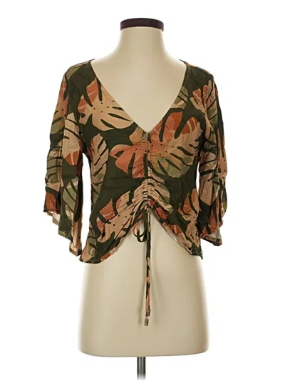 Pre-owned Garage 3/4 Sleeve Blouse In Brown