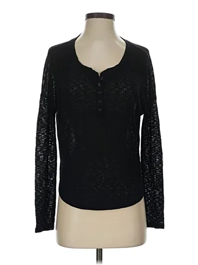 Pre-owned Garage Long Sleeve Top Black Keyhole Neckline Tops