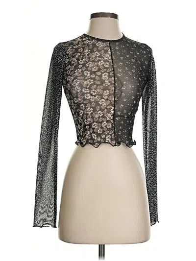 Pre-owned Garage Long Sleeve Top Black Mock Neckline Tops