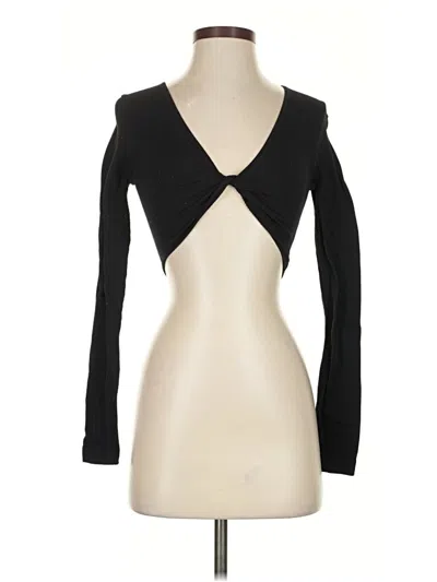 Pre-owned Garage Long Sleeve Top Black Plunge Neckline Tops