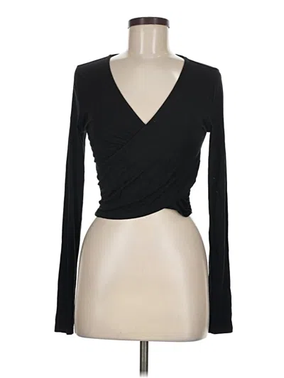 Pre-owned Garage Long Sleeve Top Black Plunge Neckline Tops
