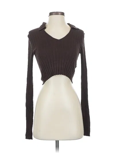 Pre-owned Garage Long Sleeve Top Brown Open Neckline Tops