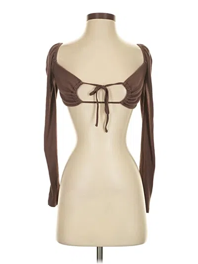 Pre-owned Garage Long Sleeve Top Brown Sweetheart Neckline Tops