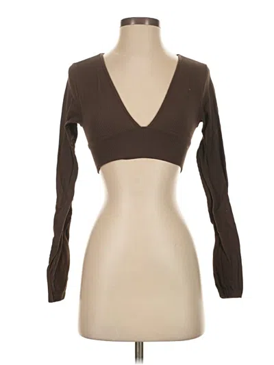 Pre-owned Garage Long Sleeve Top Brown Sweetheart Neckline Tops